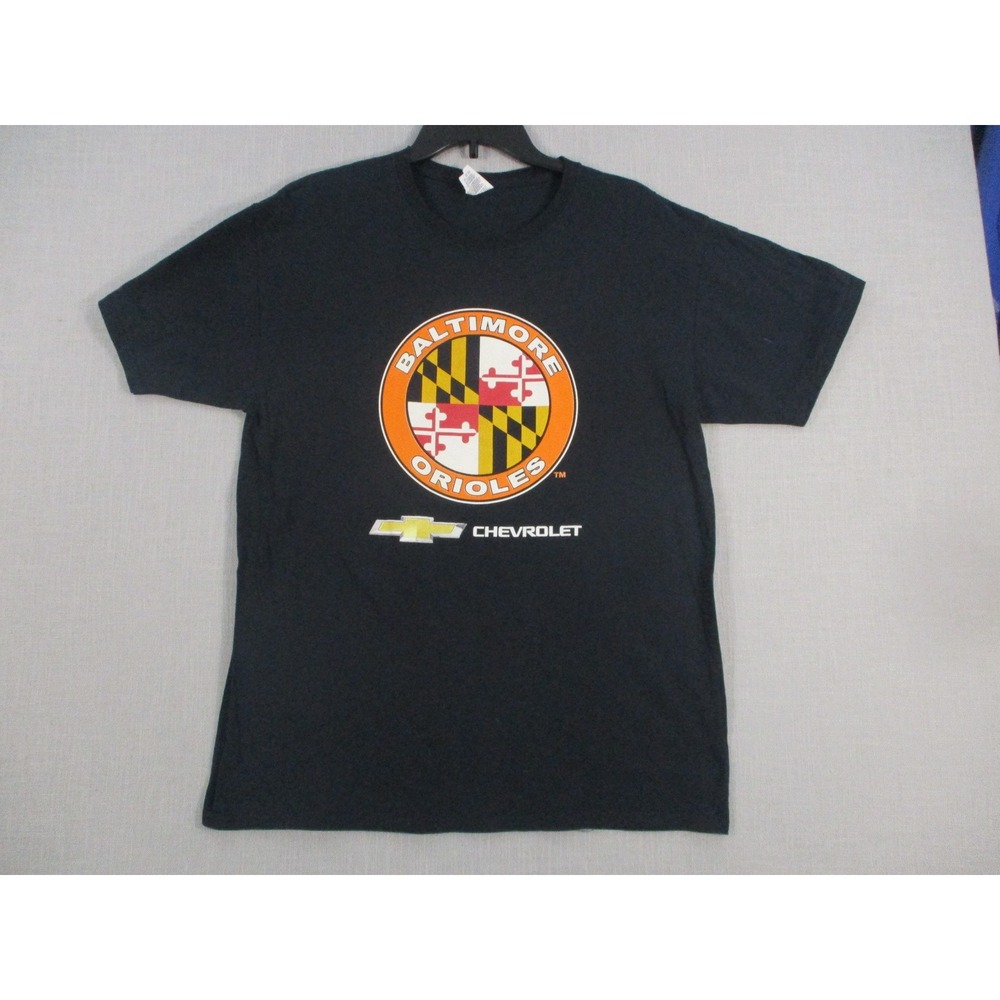 Baltimore Orioles Maryland Flag Chevrolet Black Graphic T-Shirt Mens Medium